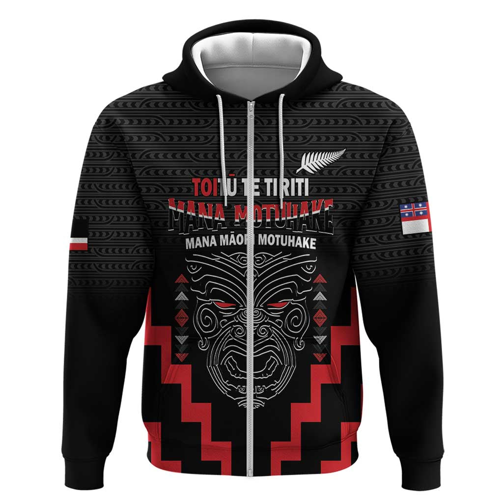 Personalised Toitu Te Tiriti Mana Maori Motuhake Hoodie Aotearoa Haka Face Mix Poutama Art - Vibe Hoodie Shop