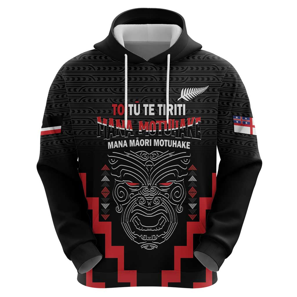 Personalised Toitu Te Tiriti Mana Maori Motuhake Hoodie Aotearoa Haka Face Mix Poutama Art - Vibe Hoodie Shop
