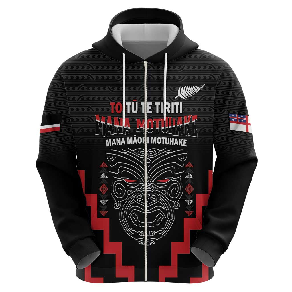 Personalised Toitu Te Tiriti Mana Maori Motuhake Hoodie Aotearoa Haka Face Mix Poutama Art - Vibe Hoodie Shop