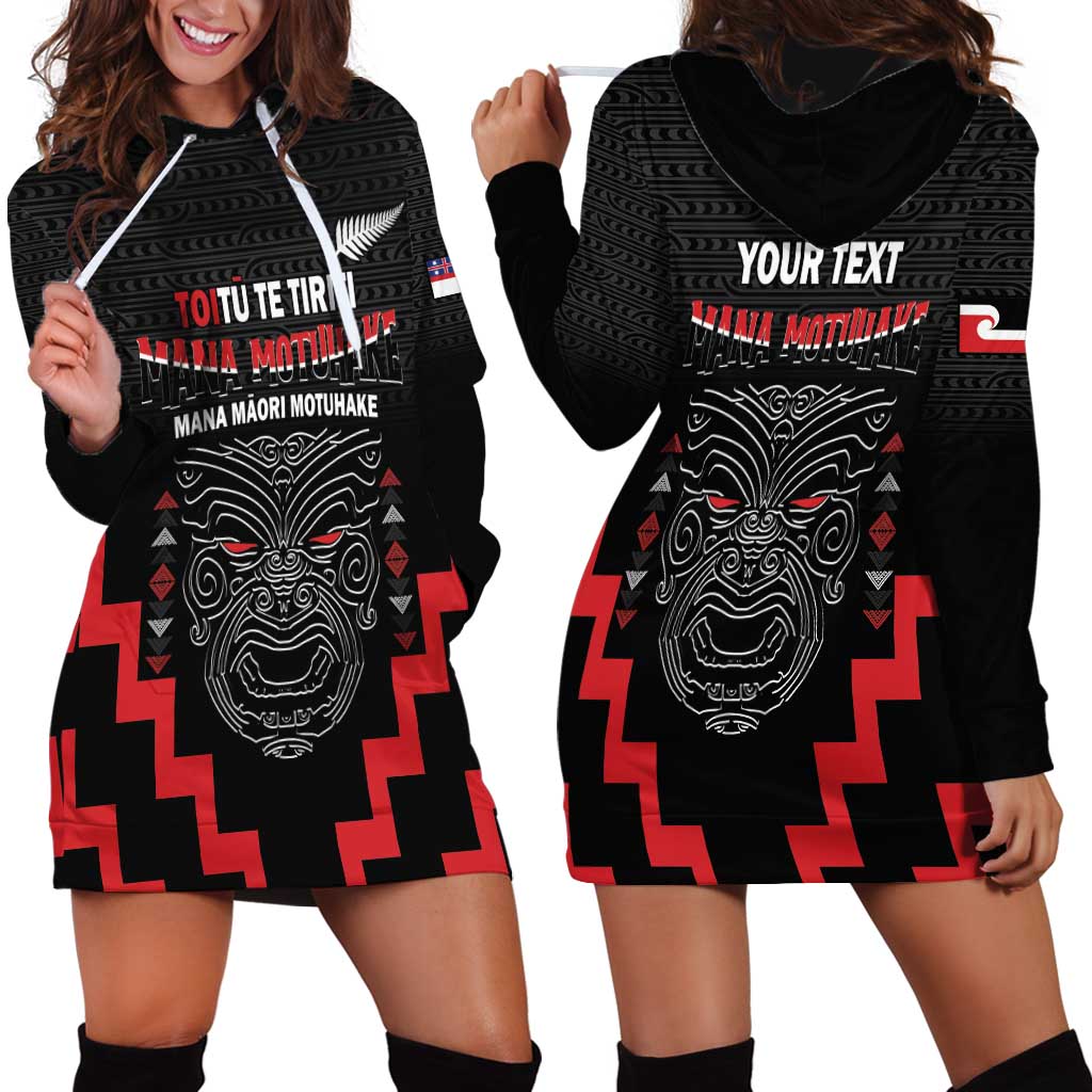 Personalised Toitu Te Tiriti Mana Maori Motuhake Hoodie Dress Aotearoa Haka Face Mix Poutama Art - Vibe Hoodie Shop