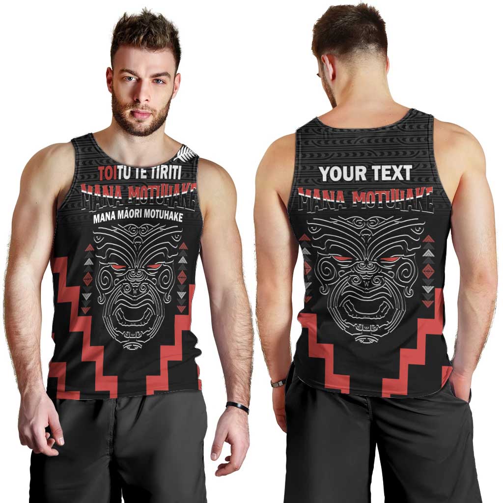 Personalised Toitu Te Tiriti Mana Maori Motuhake Men Tank Top Aotearoa Haka Face Mix Poutama Art - Vibe Hoodie Shop