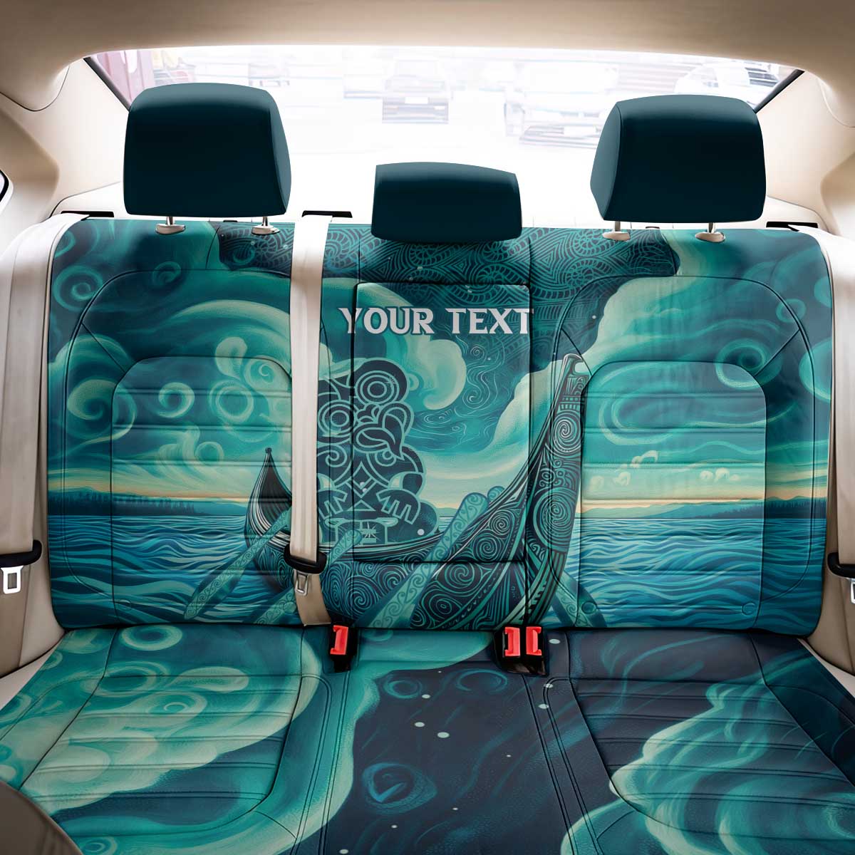 Personalised New Zealand Waitangi Day Back Car Seat Cover Hei Tiki With Maori Waka - Whakarare Pattern