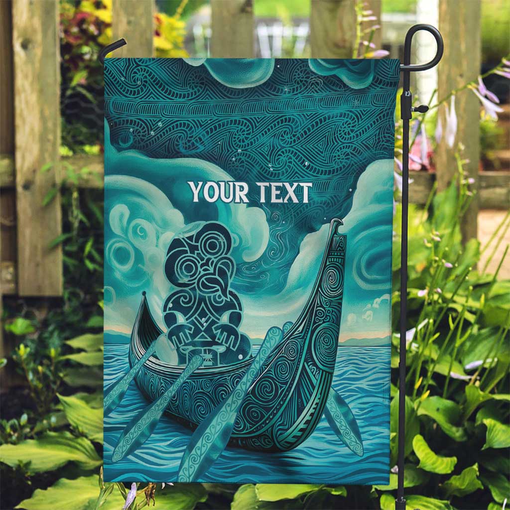 Personalised New Zealand Waitangi Day Garden Flag Hei Tiki With Maori Waka - Whakarare Pattern - Vibe Hoodie Shop