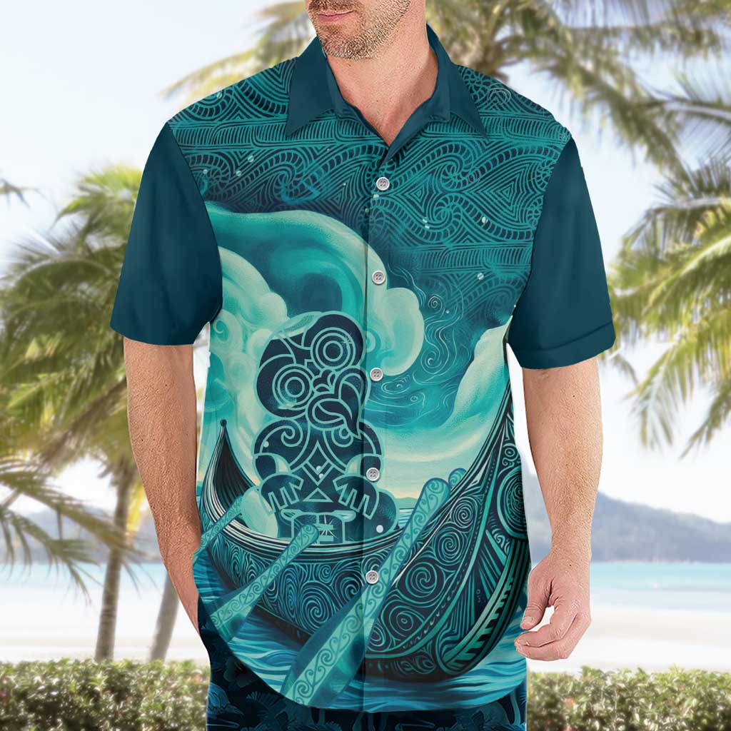 Personalised New Zealand Waitangi Day Hawaiian Shirt Hei Tiki With Maori Waka - Whakarare Pattern - Vibe Hoodie Shop