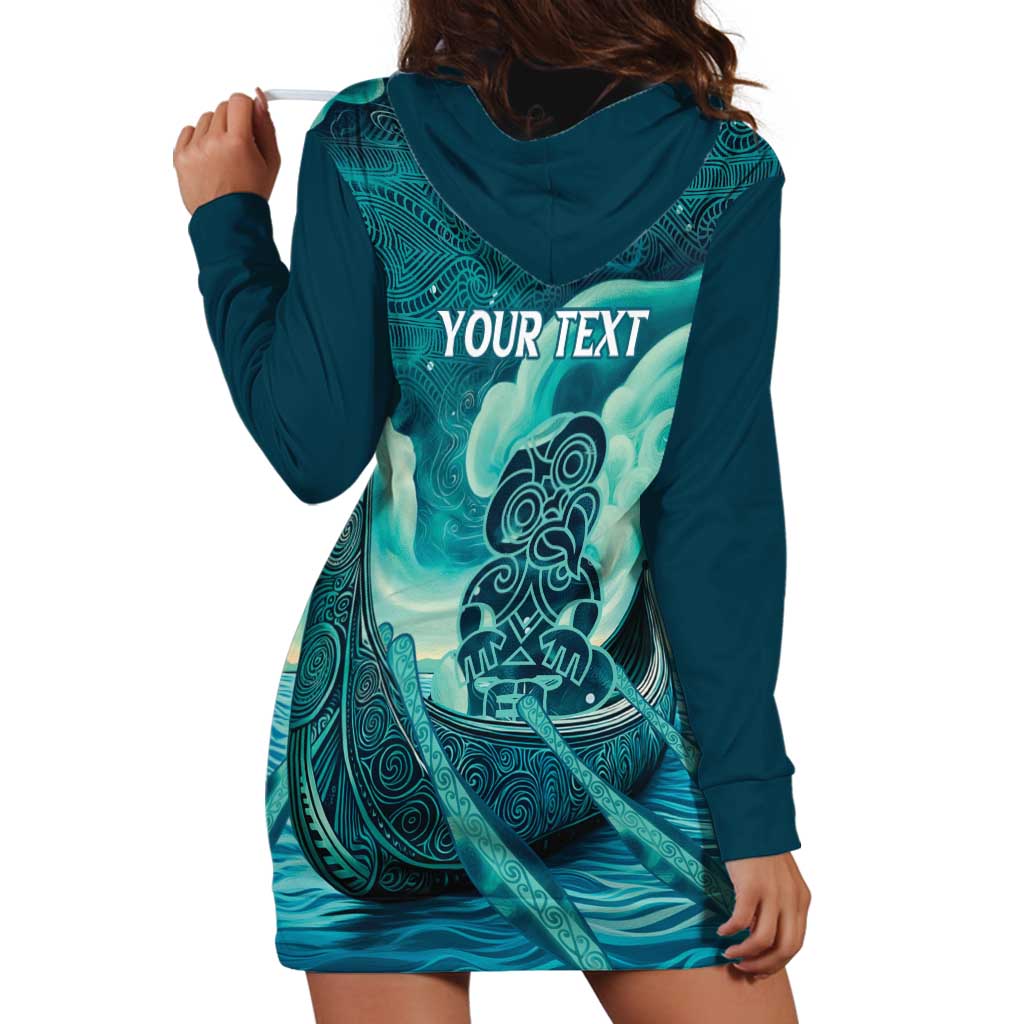 Personalised New Zealand Waitangi Day Hoodie Dress Hei Tiki With Maori Waka - Whakarare Pattern - Vibe Hoodie Shop