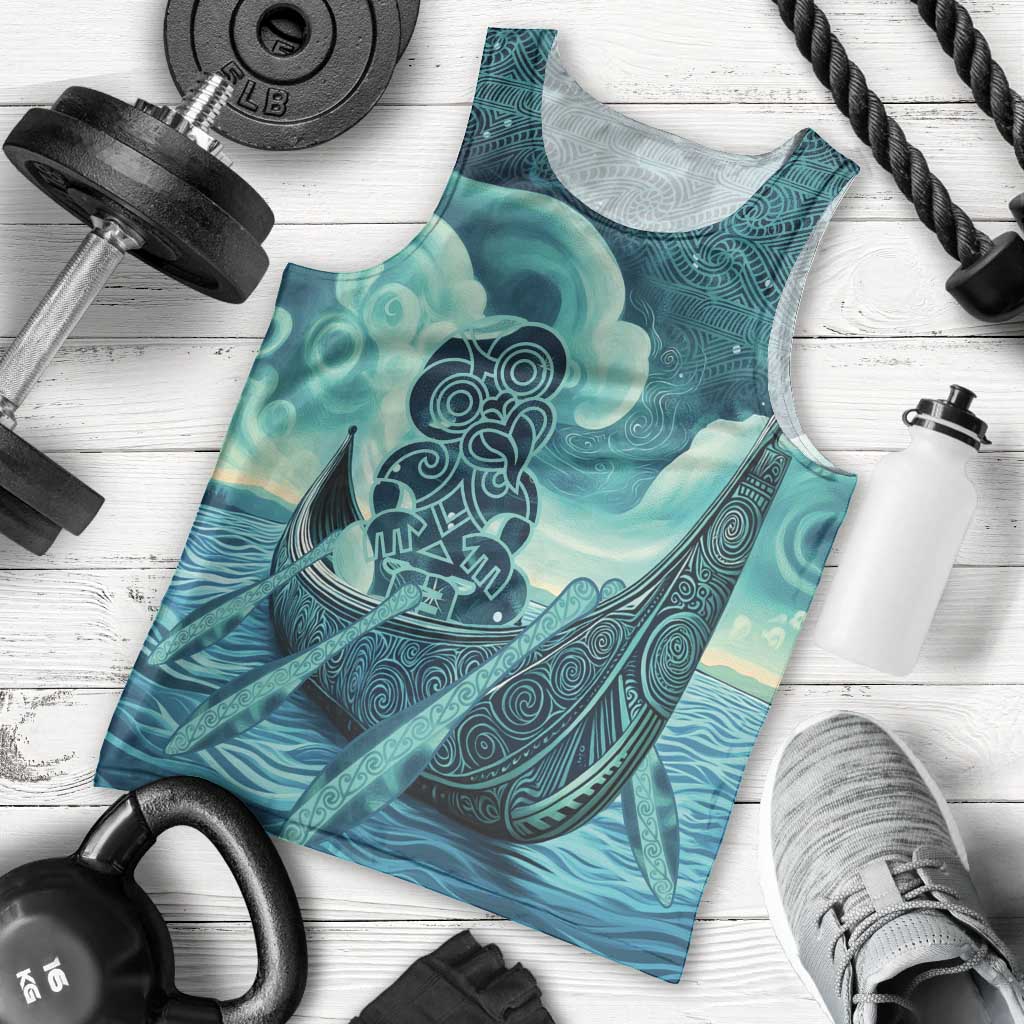 Personalised New Zealand Waitangi Day Men Tank Top Hei Tiki With Maori Waka - Whakarare Pattern - Vibe Hoodie Shop