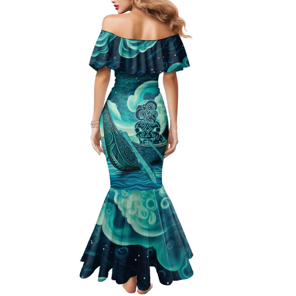 Personalised New Zealand Waitangi Day Mermaid Dress Hei Tiki With Maori Waka - Whakarare Pattern