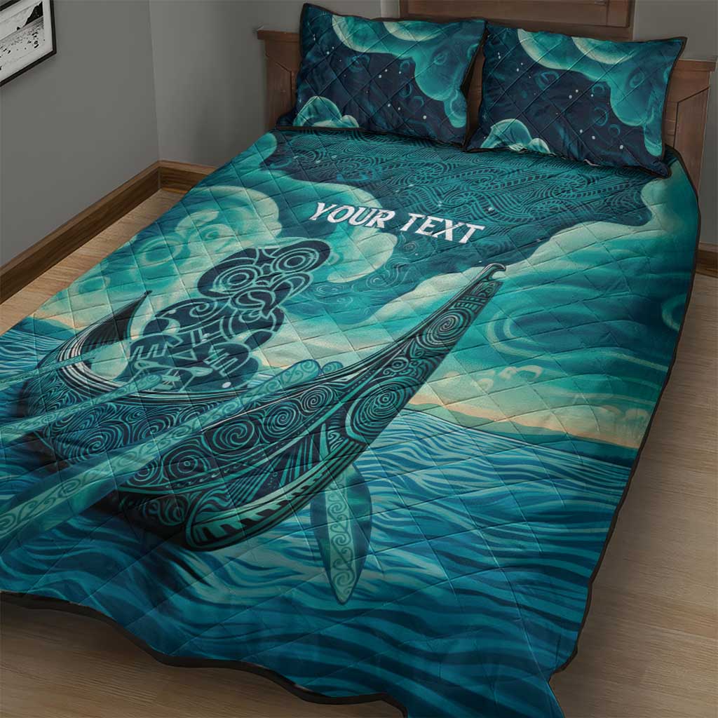 Personalised New Zealand Waitangi Day Quilt Bed Set Hei Tiki With Maori Waka - Whakarare Pattern - Vibe Hoodie Shop