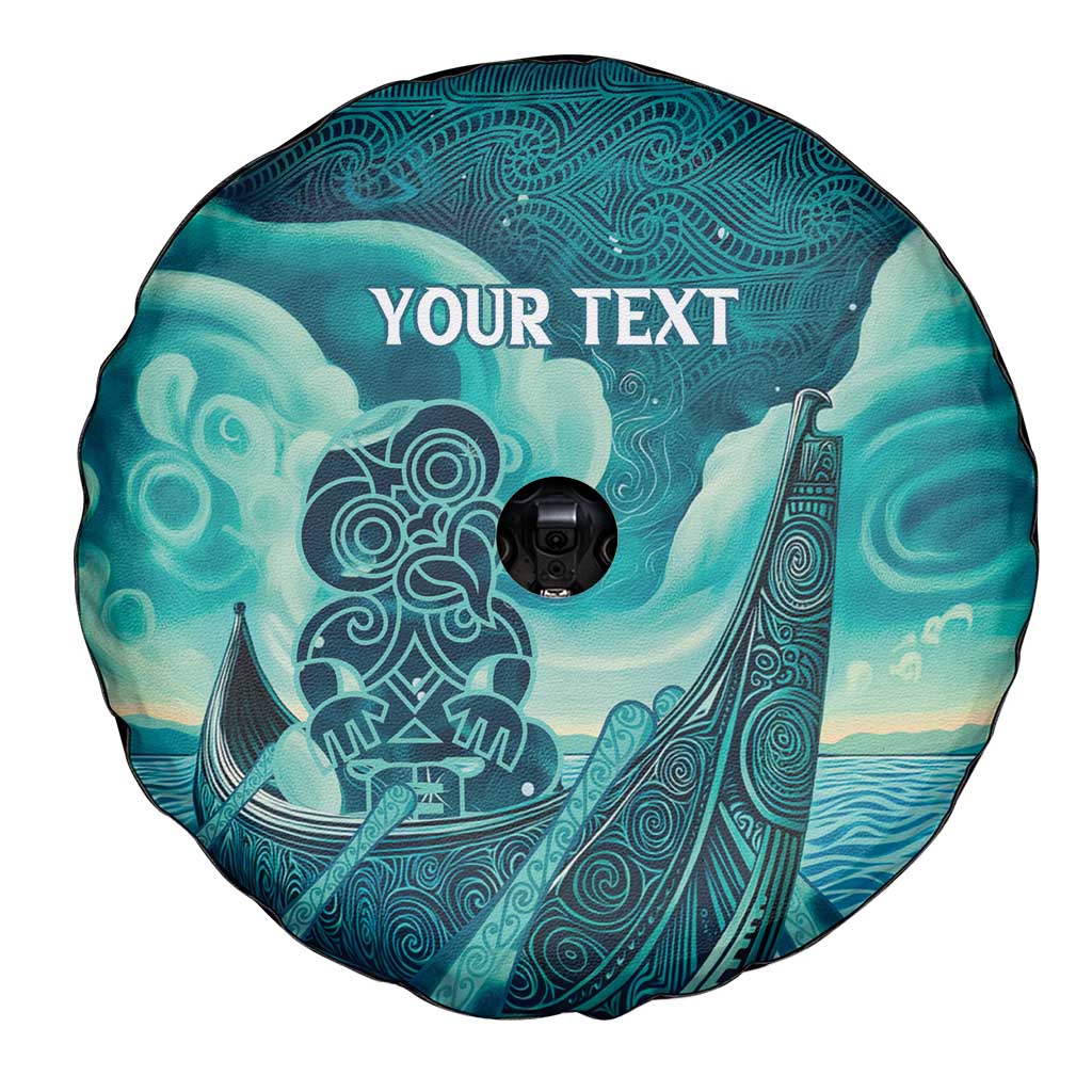 Personalised New Zealand Waitangi Day Spare Tire Cover Hei Tiki With Maori Waka - Whakarare Pattern - Vibe Hoodie Shop