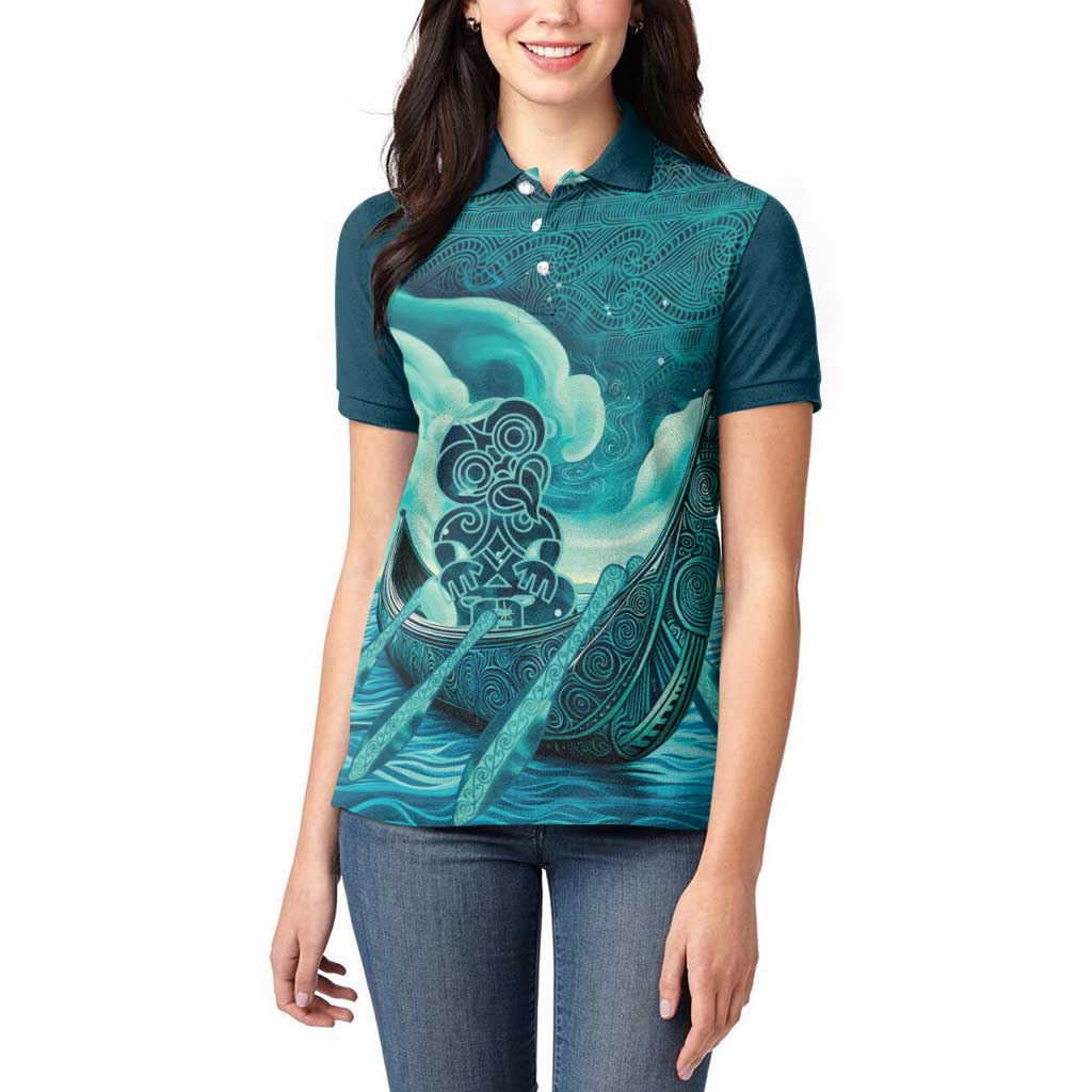 Personalised New Zealand Waitangi Day Women Polo Shirt Hei Tiki With Maori Waka - Whakarare Pattern - Vibe Hoodie Shop