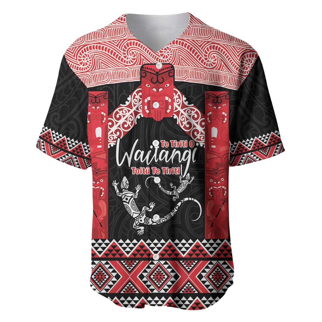 Toitu Te Tiriti O Waitangi Baseball Jersey Maori Wharenui With Taniko Motifs - Vibe Hoodie Shop