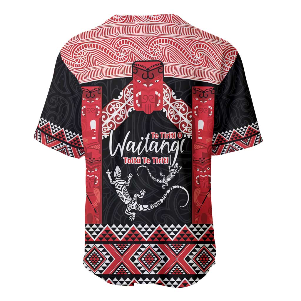 Toitu Te Tiriti O Waitangi Baseball Jersey Maori Wharenui With Taniko Motifs - Vibe Hoodie Shop