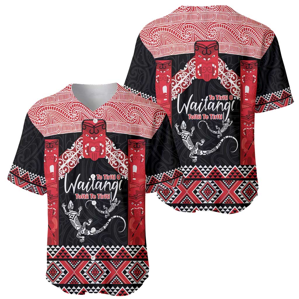 Toitu Te Tiriti O Waitangi Baseball Jersey Maori Wharenui With Taniko Motifs - Vibe Hoodie Shop