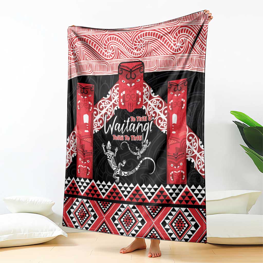 Toitu Te Tiriti O Waitangi Blanket Maori Wharenui With Taniko Motifs - Vibe Hoodie Shop