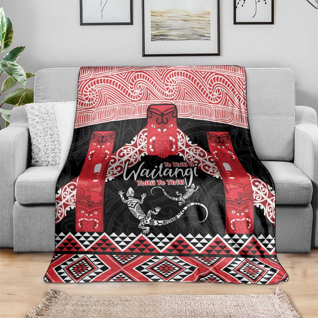 Toitu Te Tiriti O Waitangi Blanket Maori Wharenui With Taniko Motifs - Vibe Hoodie Shop