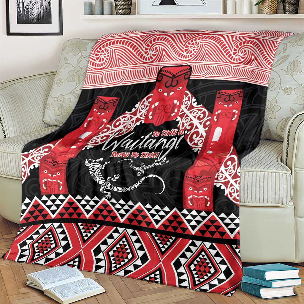 Toitu Te Tiriti O Waitangi Blanket Maori Wharenui With Taniko Motifs - Vibe Hoodie Shop