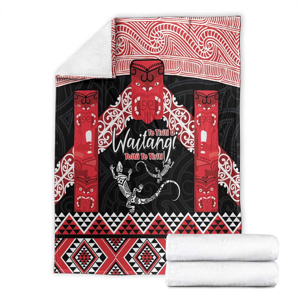 Toitu Te Tiriti O Waitangi Blanket Maori Wharenui With Taniko Motifs - Vibe Hoodie Shop