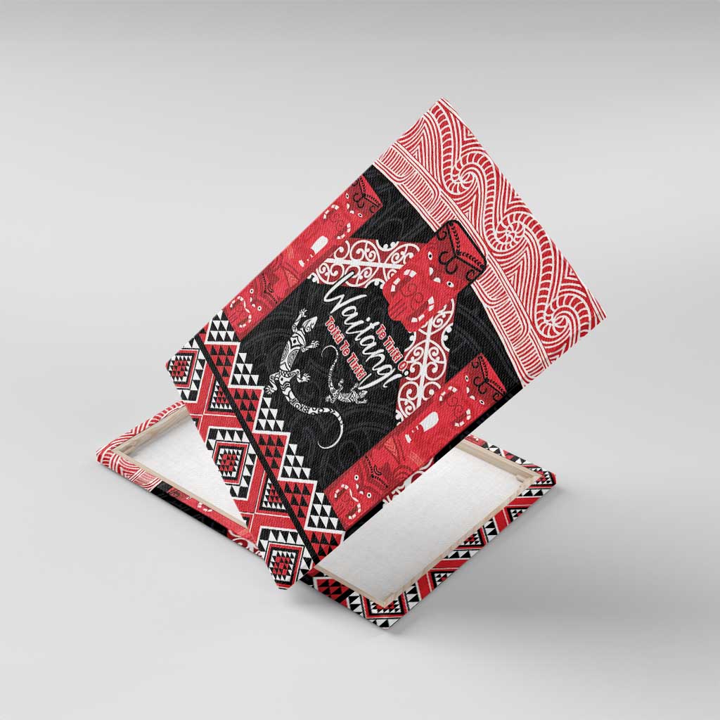 Toitu Te Tiriti O Waitangi Canvas Wall Art Maori Wharenui With Taniko Motifs