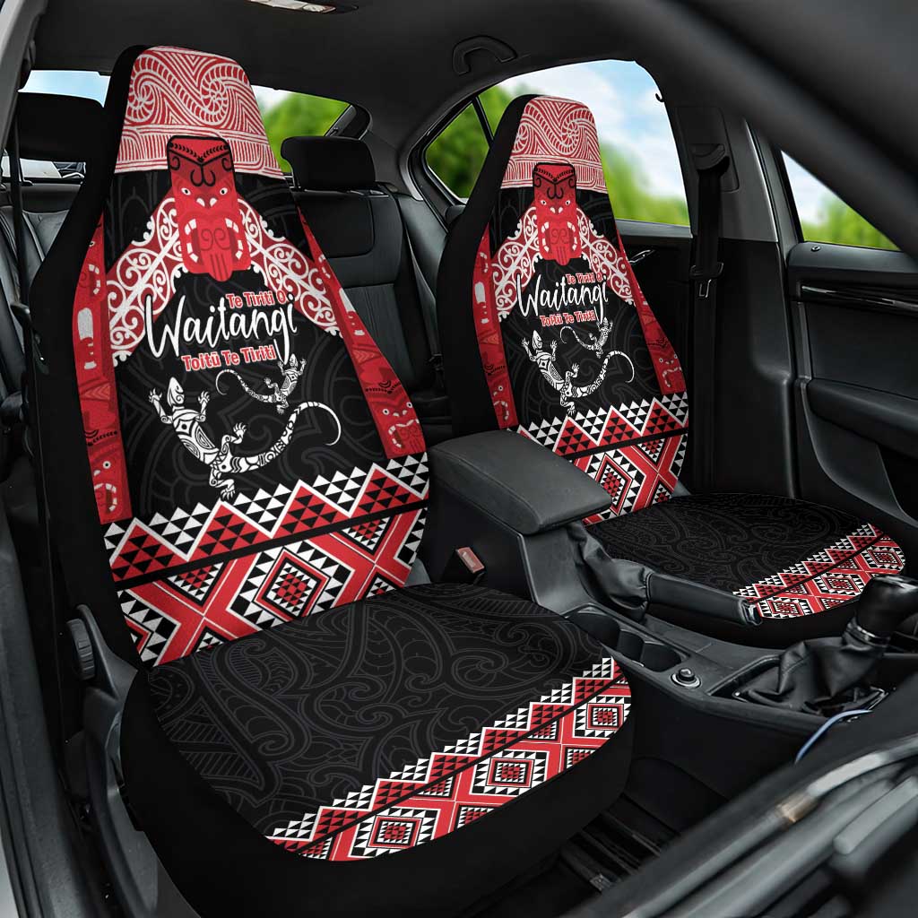 Toitu Te Tiriti O Waitangi Car Seat Cover Maori Wharenui With Taniko Motifs - Vibe Hoodie Shop