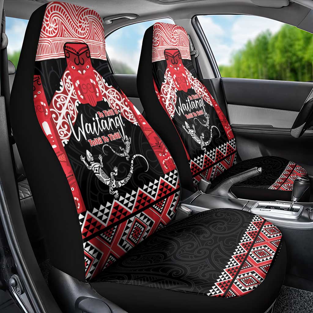 Toitu Te Tiriti O Waitangi Car Seat Cover Maori Wharenui With Taniko Motifs - Vibe Hoodie Shop