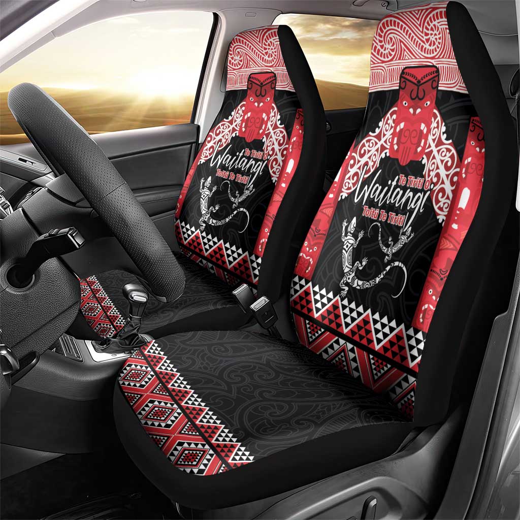 Toitu Te Tiriti O Waitangi Car Seat Cover Maori Wharenui With Taniko Motifs - Vibe Hoodie Shop