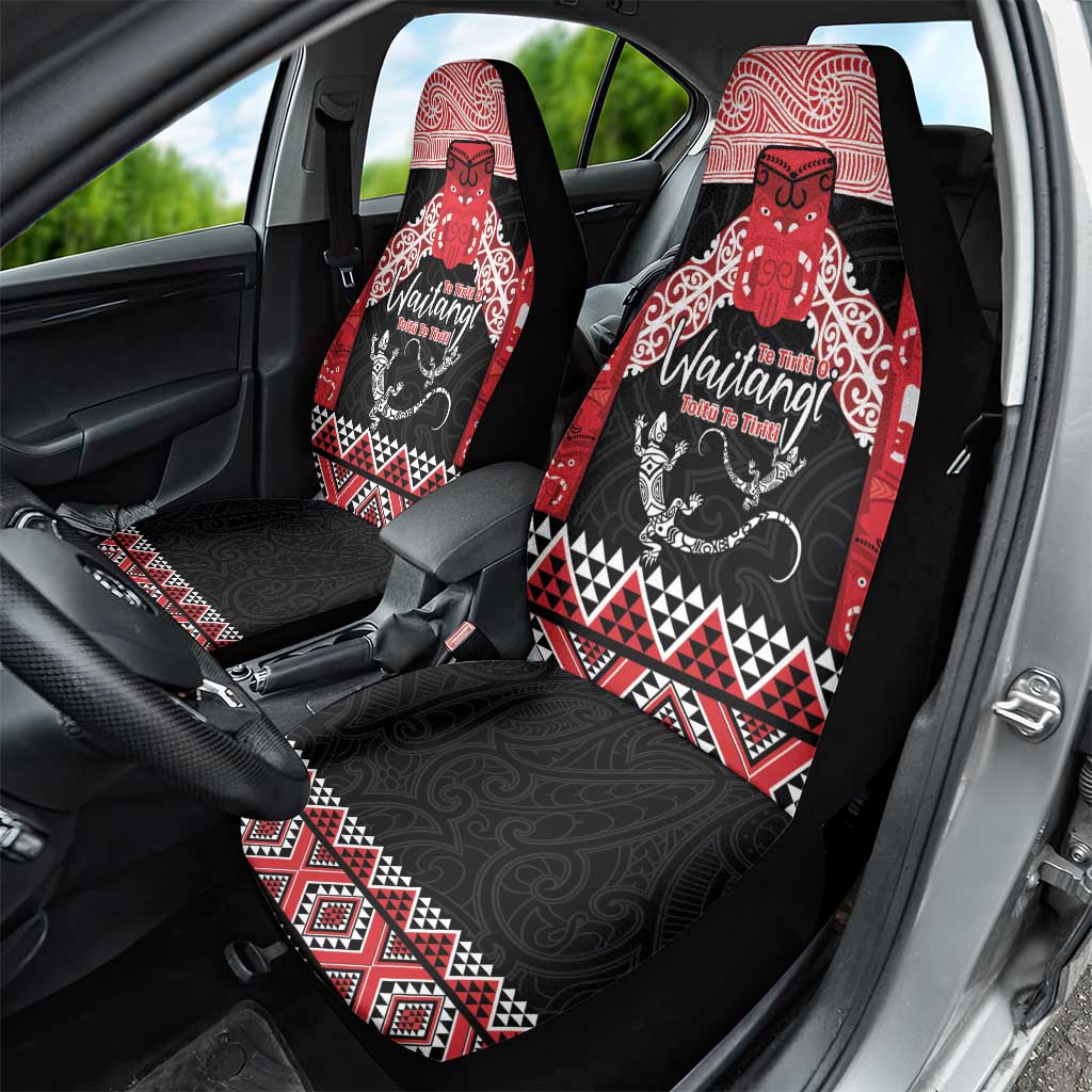 Toitu Te Tiriti O Waitangi Car Seat Cover Maori Wharenui With Taniko Motifs - Vibe Hoodie Shop