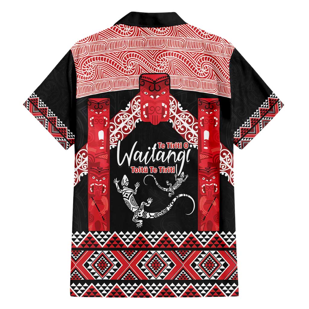 Toitu Te Tiriti O Waitangi Family Matching Short Sleeve Bodycon Dress and Hawaiian Shirt Maori Wharenui With Taniko Motifs