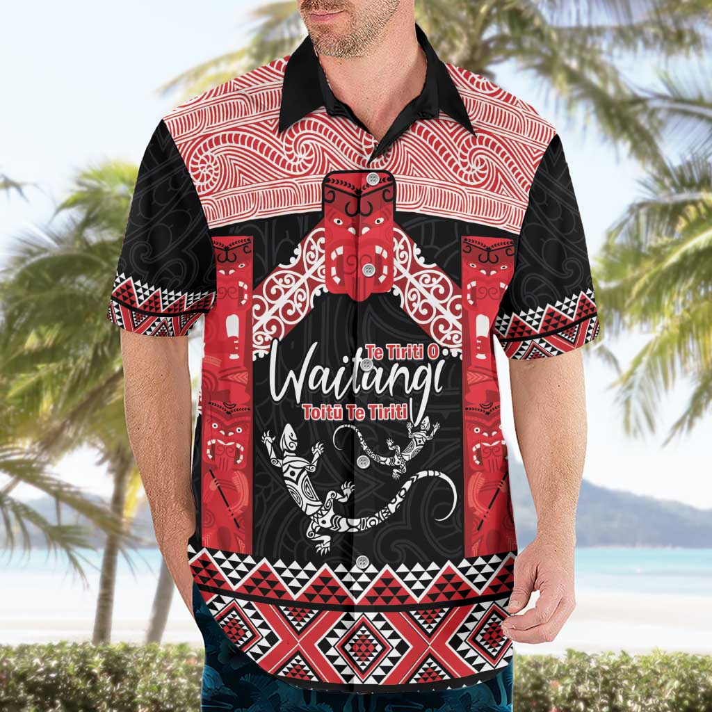 Toitu Te Tiriti O Waitangi Hawaiian Shirt Maori Wharenui With Taniko Motifs - Vibe Hoodie Shop