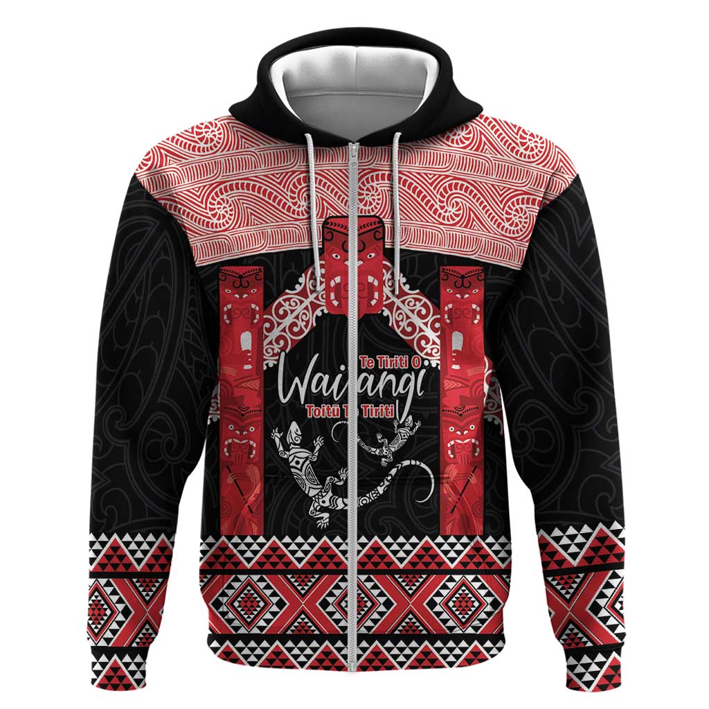 Toitu Te Tiriti O Waitangi Hoodie Maori Wharenui With Taniko Motifs - Vibe Hoodie Shop