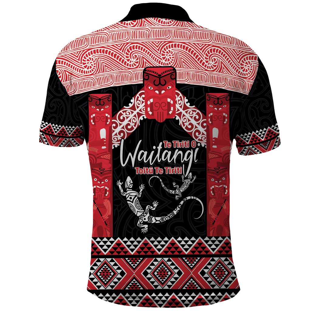 Toitu Te Tiriti O Waitangi Polo Shirt Maori Wharenui With Taniko Motifs - Vibe Hoodie Shop