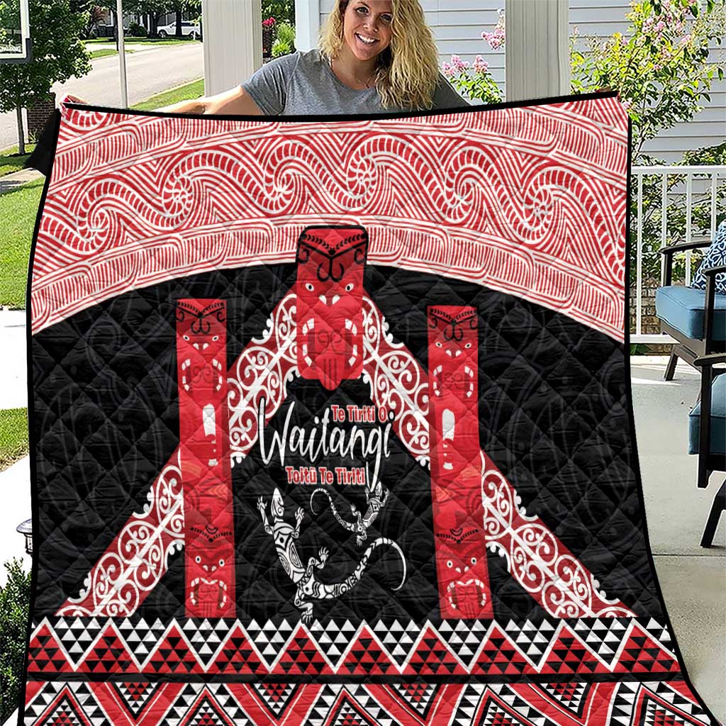 Toitu Te Tiriti O Waitangi Quilt Maori Wharenui With Taniko Motifs - Vibe Hoodie Shop