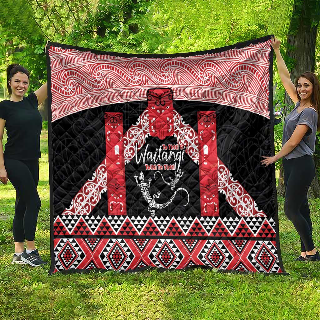 Toitu Te Tiriti O Waitangi Quilt Maori Wharenui With Taniko Motifs - Vibe Hoodie Shop