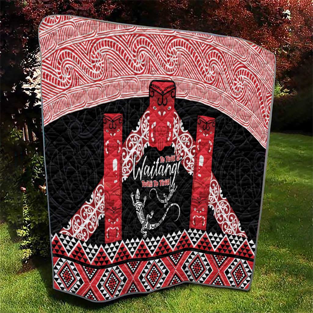 Toitu Te Tiriti O Waitangi Quilt Maori Wharenui With Taniko Motifs - Vibe Hoodie Shop