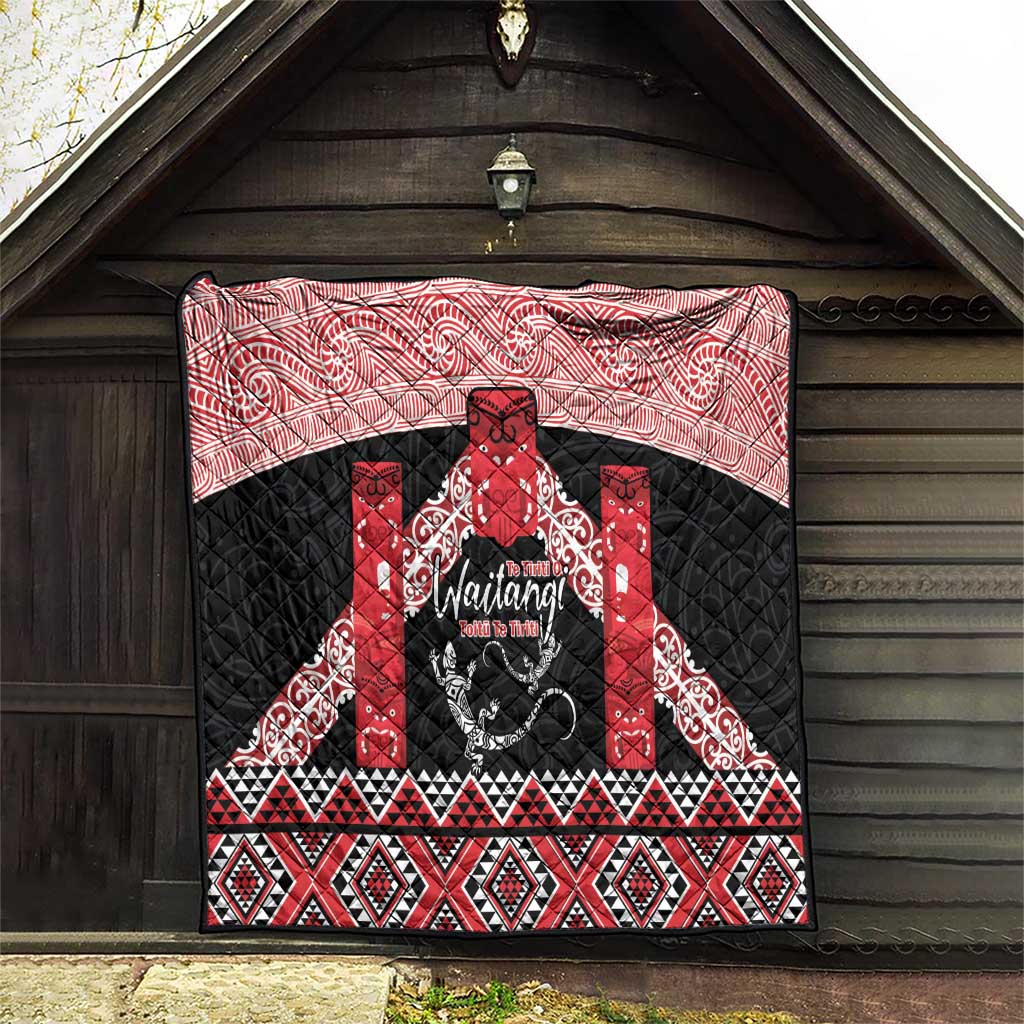 Toitu Te Tiriti O Waitangi Quilt Maori Wharenui With Taniko Motifs - Vibe Hoodie Shop