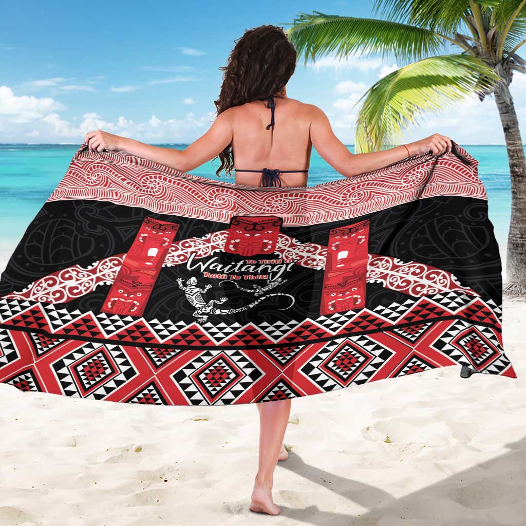 Toitu Te Tiriti O Waitangi Sarong Maori Wharenui With Taniko Motifs - Vibe Hoodie Shop