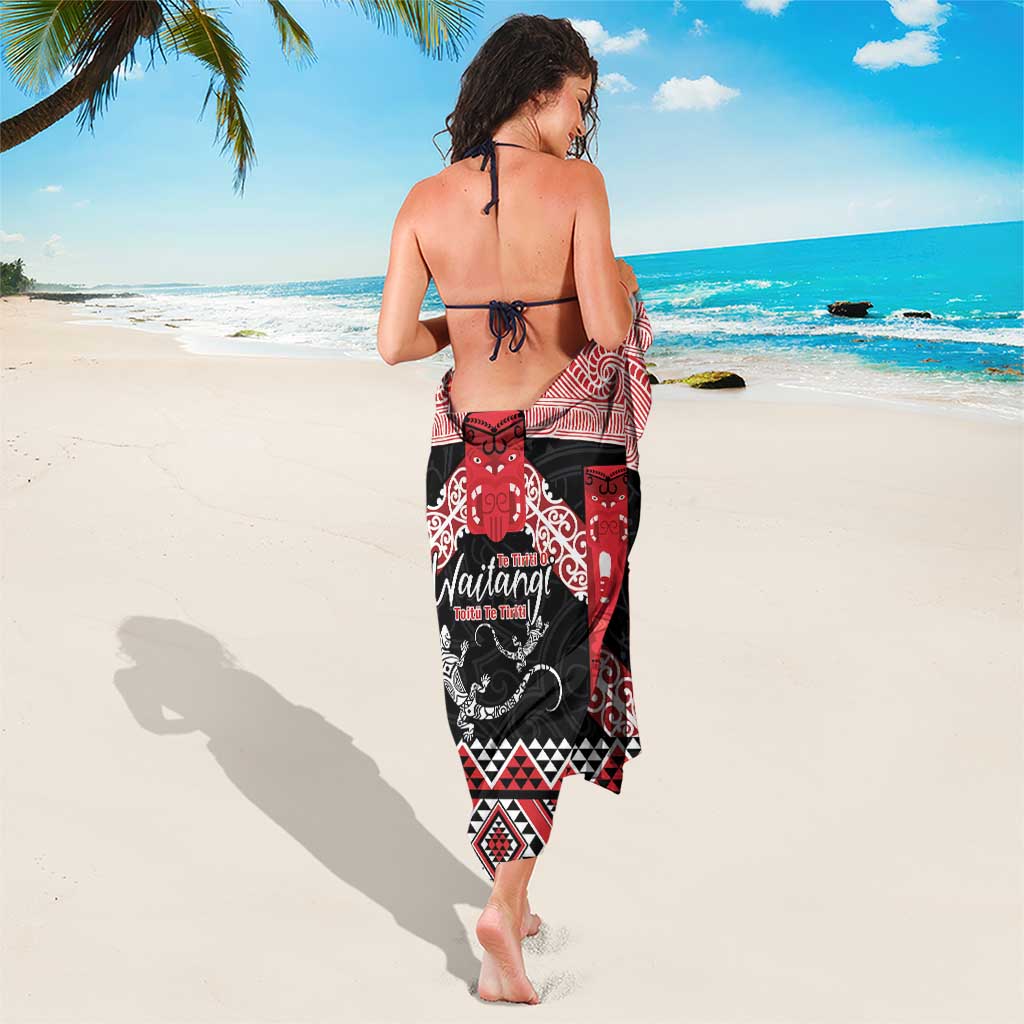 Toitu Te Tiriti O Waitangi Sarong Maori Wharenui With Taniko Motifs - Vibe Hoodie Shop