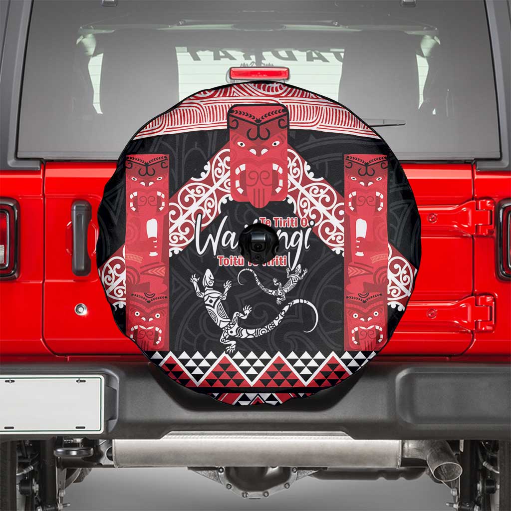 Toitu Te Tiriti O Waitangi Spare Tire Cover Maori Wharenui With Taniko Motifs - Vibe Hoodie Shop