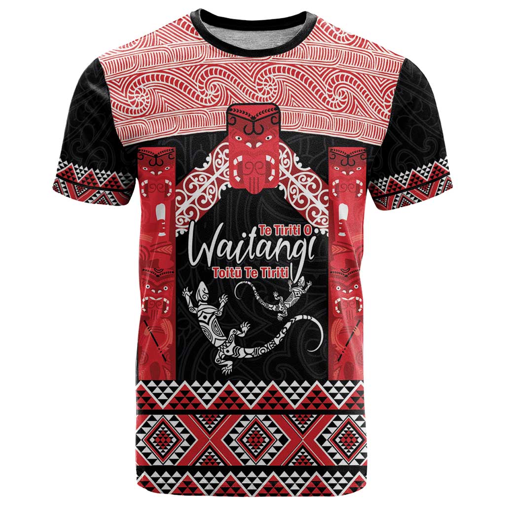 Toitu Te Tiriti O Waitangi T Shirt Maori Wharenui With Taniko Motifs - Vibe Hoodie Shop