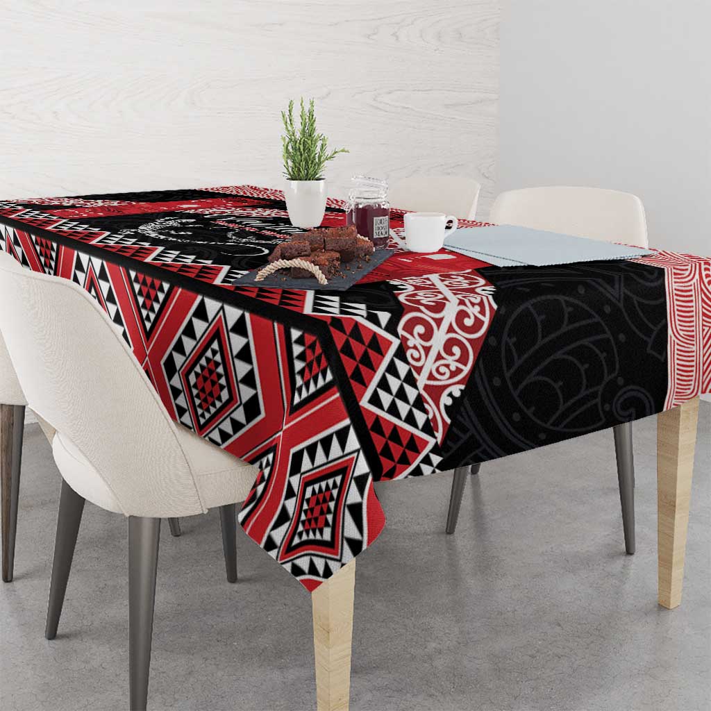 Toitu Te Tiriti O Waitangi Tablecloth Maori Wharenui With Taniko Motifs