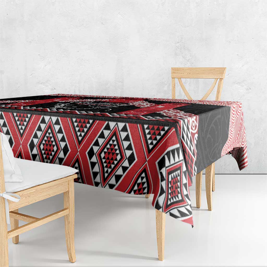 Toitu Te Tiriti O Waitangi Tablecloth Maori Wharenui With Taniko Motifs