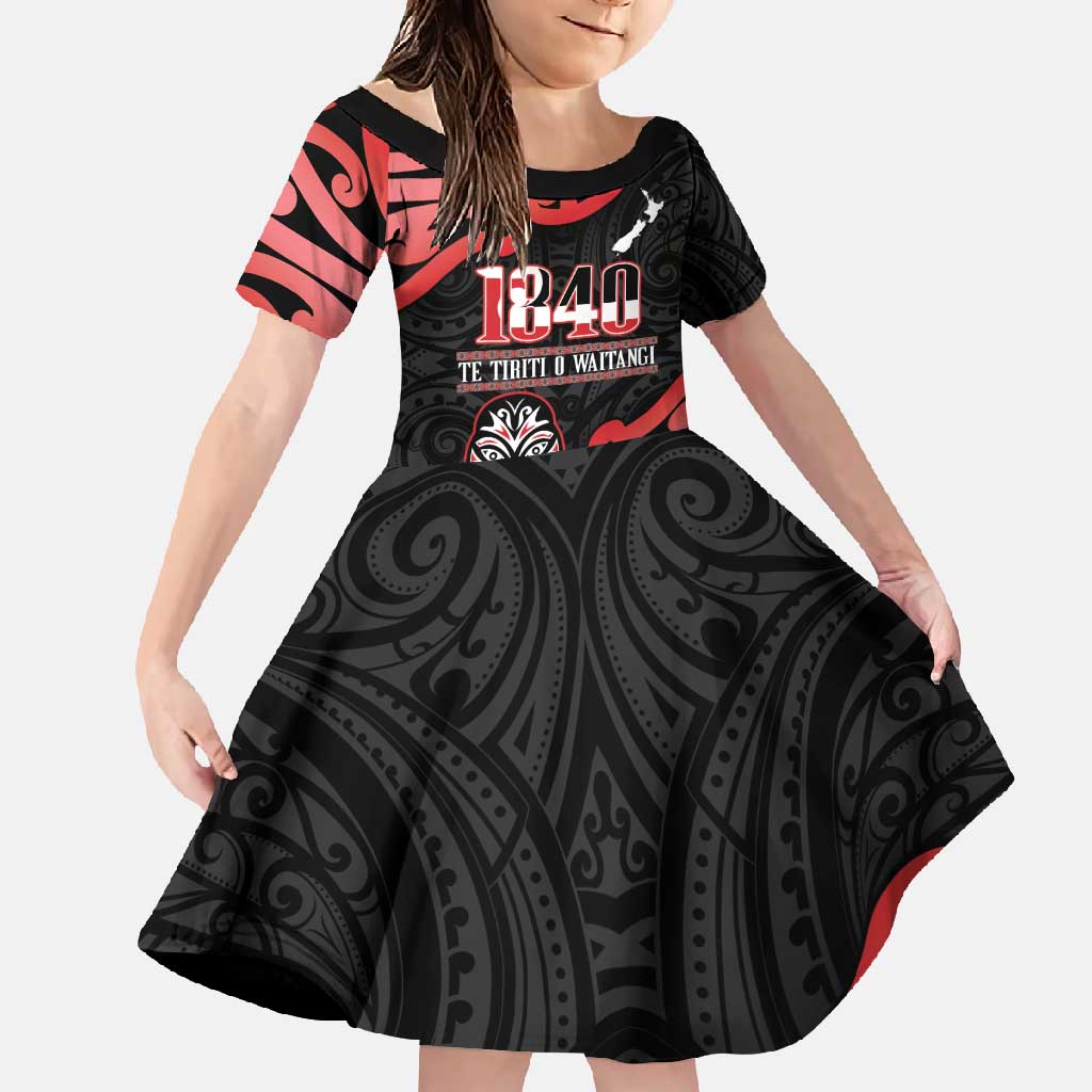 New Zealand 1840 Waitangi Day Family Matching Tank Maxi Dress and Hawaiian Shirt Aotearoa Haka Mask - Red Version