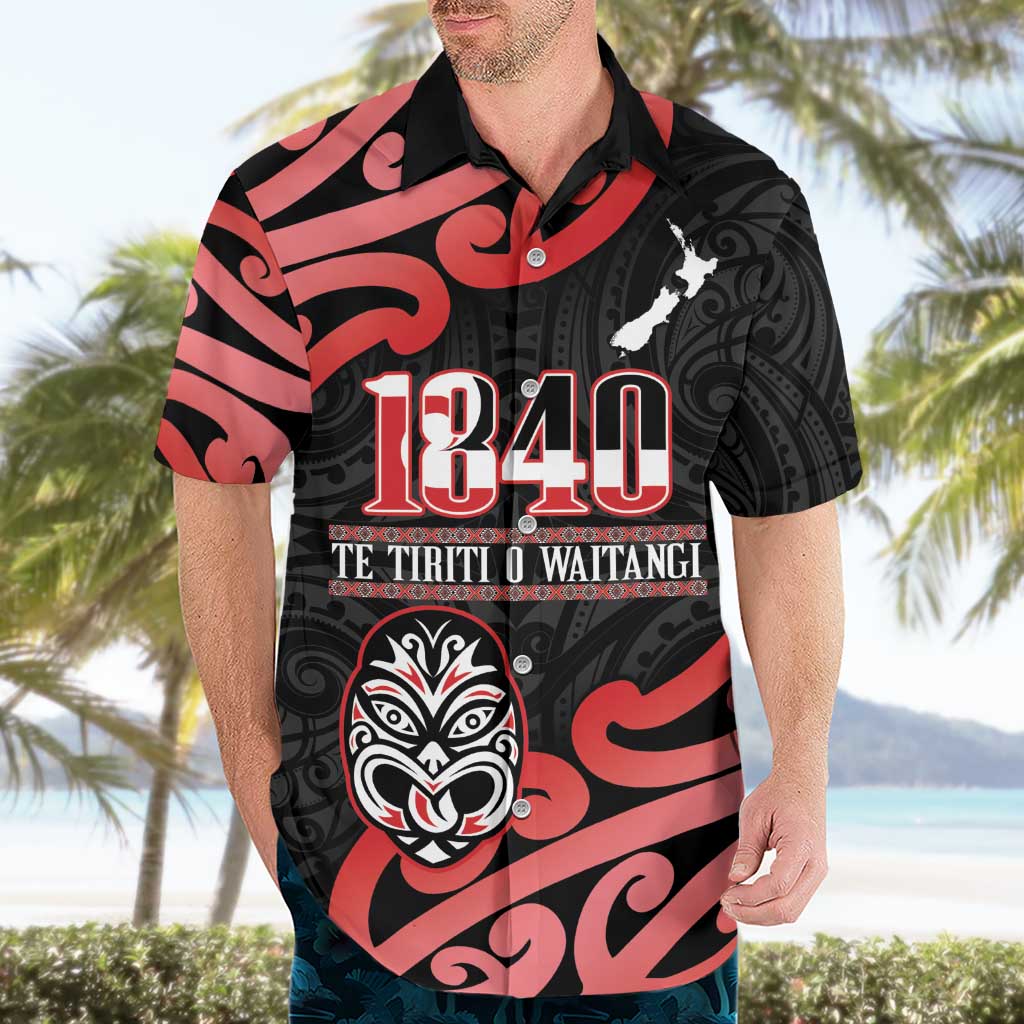 New Zealand 1840 Waitangi Day Hawaiian Shirt Aotearoa Haka Mask - Red Version - Vibe Hoodie Shop