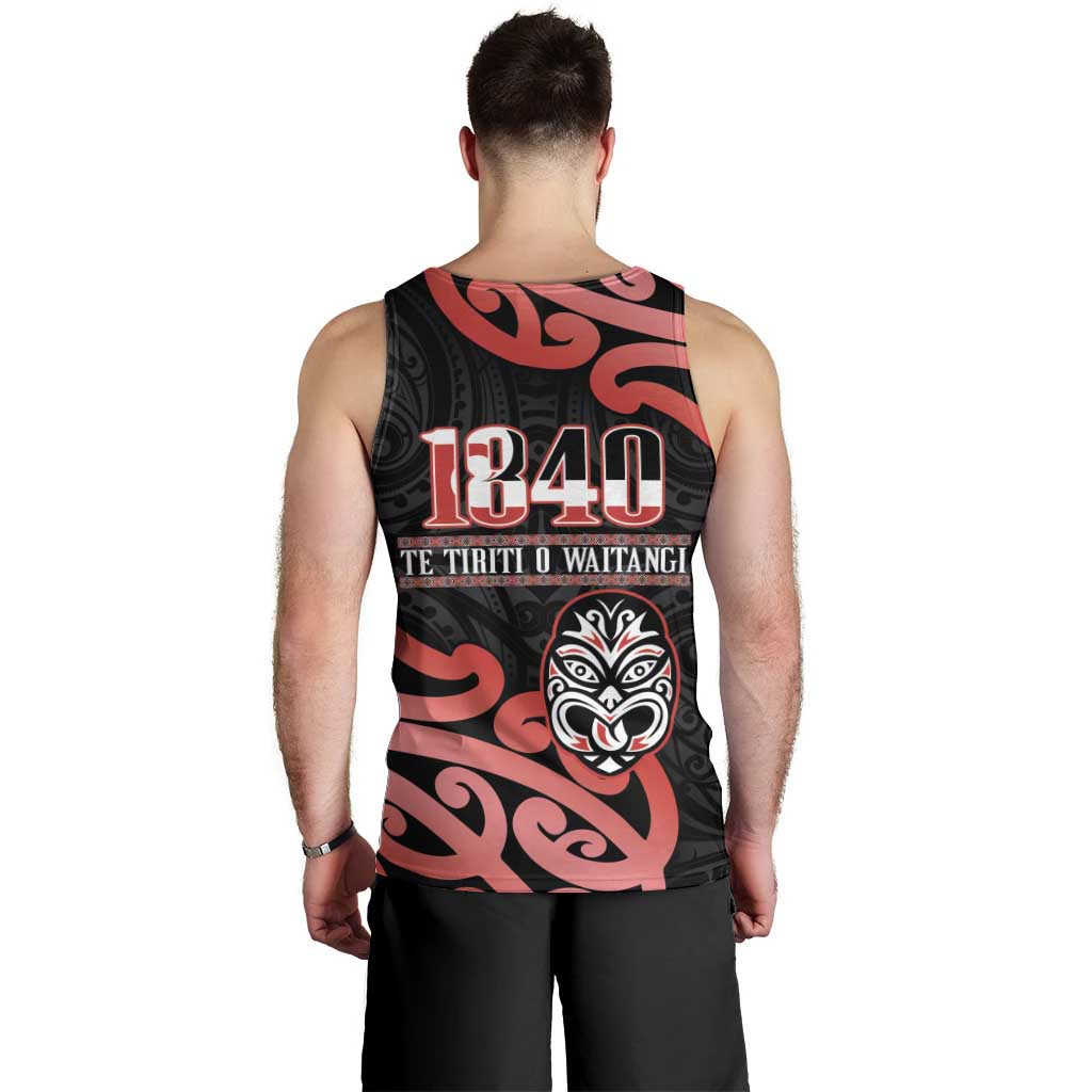 New Zealand 1840 Waitangi Day Men Tank Top Aotearoa Haka Mask - Red Version - Vibe Hoodie Shop