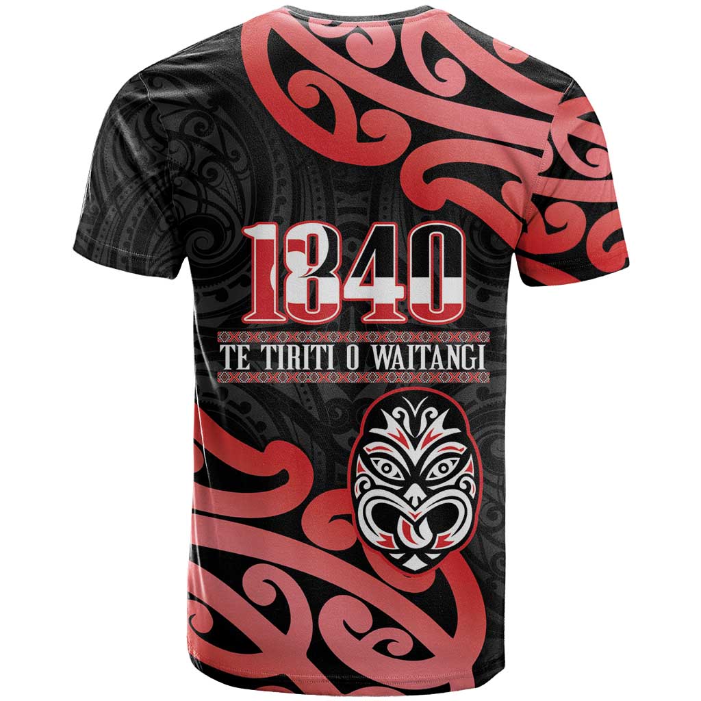 New Zealand 1840 Waitangi Day T Shirt Aotearoa Haka Mask - Red Version - Vibe Hoodie Shop