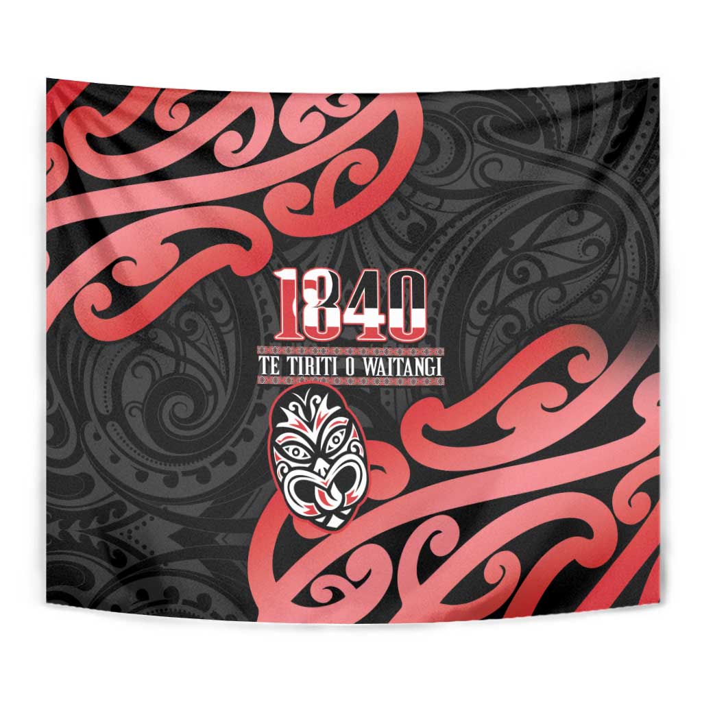 New Zealand 1840 Waitangi Day Tapestry Aotearoa Haka Mask - Red Version - Vibe Hoodie Shop