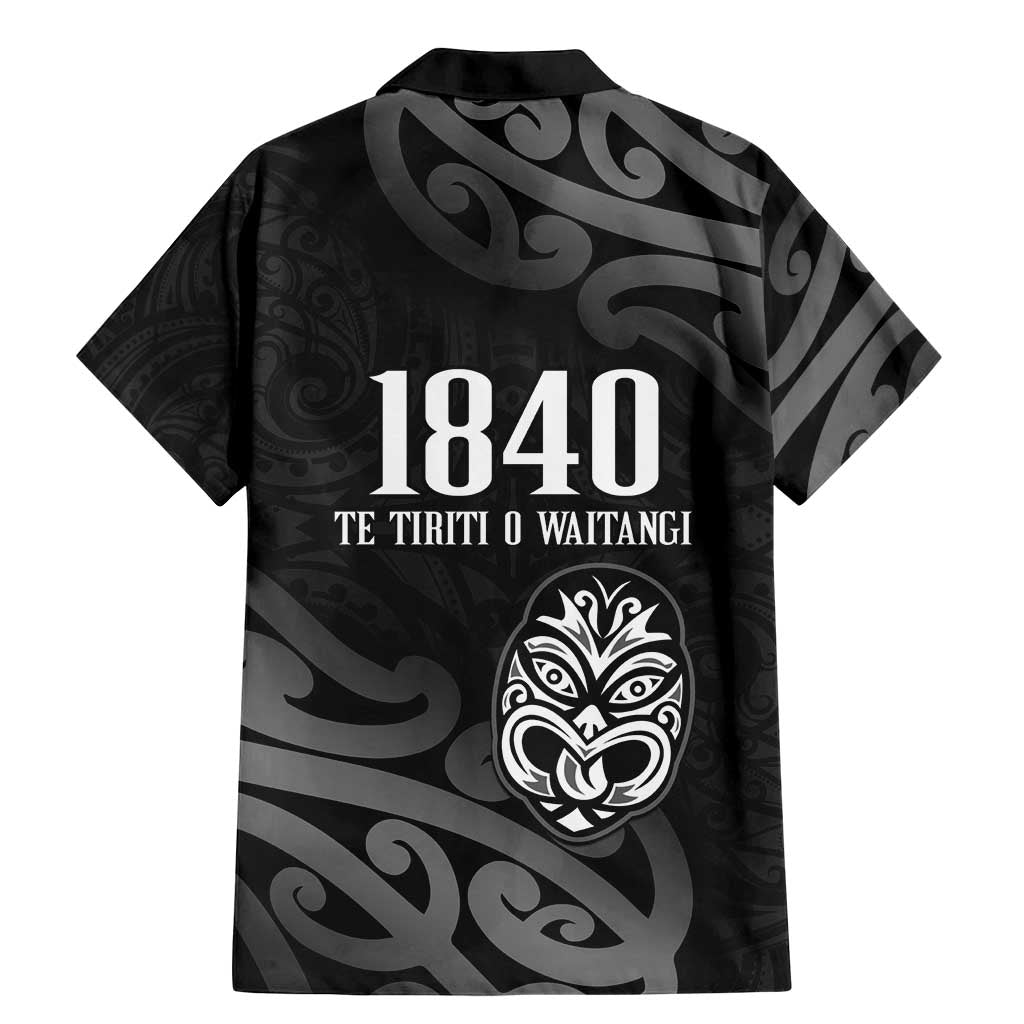 New Zealand 1840 Waitangi Day Family Matching Mermaid Dress and Hawaiian Shirt Aotearoa Haka Mask - Black Version