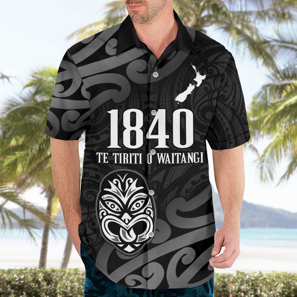 New Zealand 1840 Waitangi Day Hawaiian Shirt Aotearoa Haka Mask - Black Version - Vibe Hoodie Shop