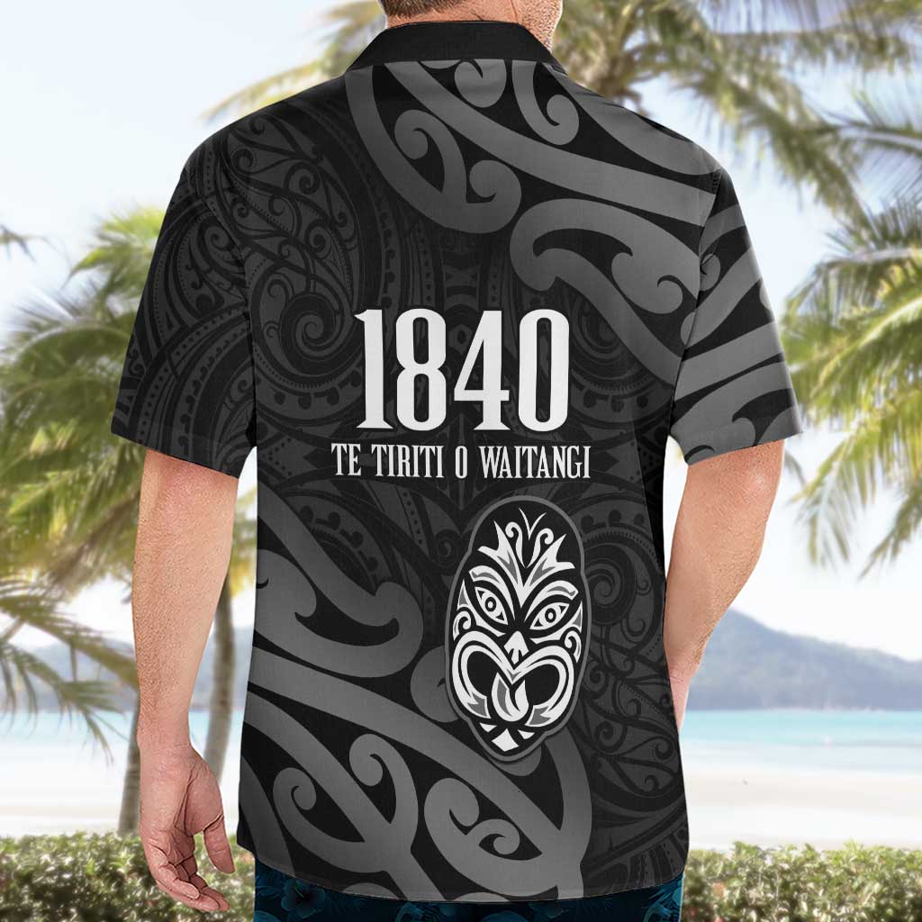 New Zealand 1840 Waitangi Day Hawaiian Shirt Aotearoa Haka Mask - Black Version - Vibe Hoodie Shop