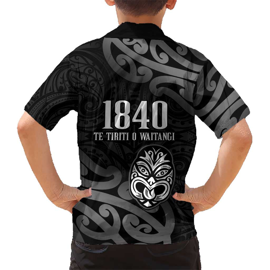 New Zealand 1840 Waitangi Day Hawaiian Shirt Aotearoa Haka Mask - Black Version - Vibe Hoodie Shop