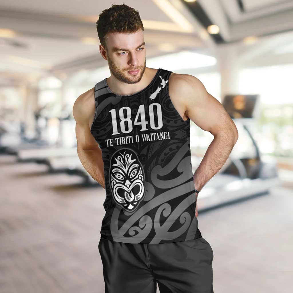 New Zealand 1840 Waitangi Day Men Tank Top Aotearoa Haka Mask - Black Version - Vibe Hoodie Shop